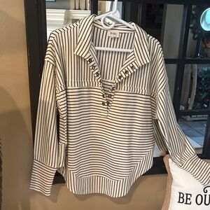 BiBi Black and White Striped Pullover